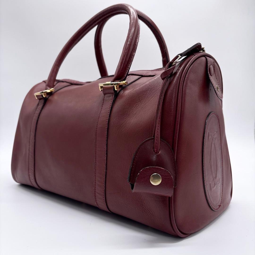 cartier カルティエ マストライン ミニボストンバック ロゴ刻印 ボルドー