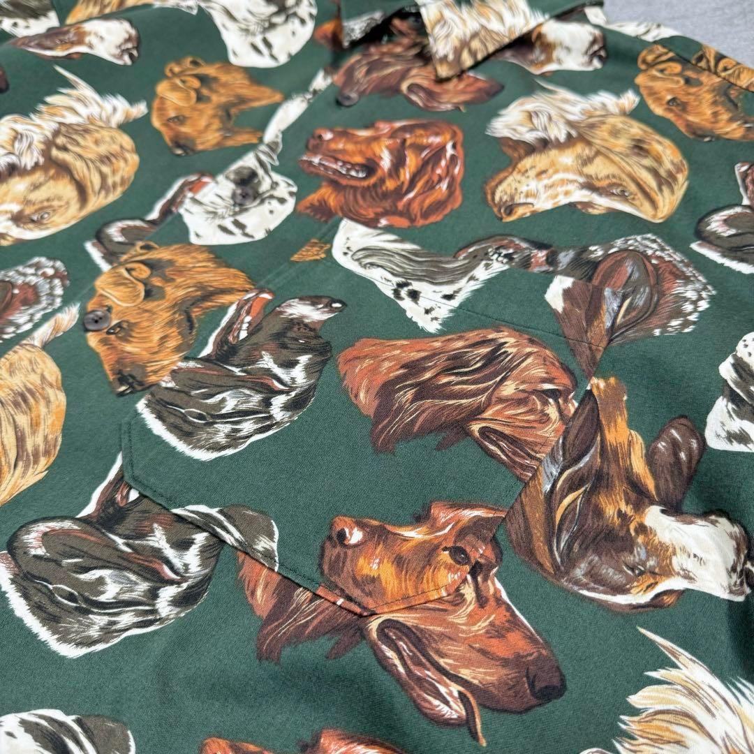 唯一無二の犬総柄】バナナリパブリック 総柄シャツ 80s 最初期タグ