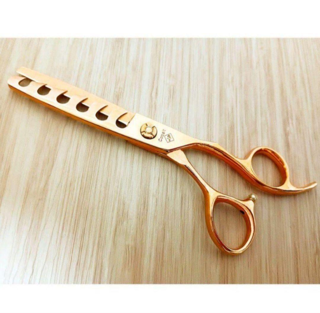 セニングシザー切れ味◎プロ仕様✨理美容師スキバサミ✨️人気の溝無し20%ハサミ