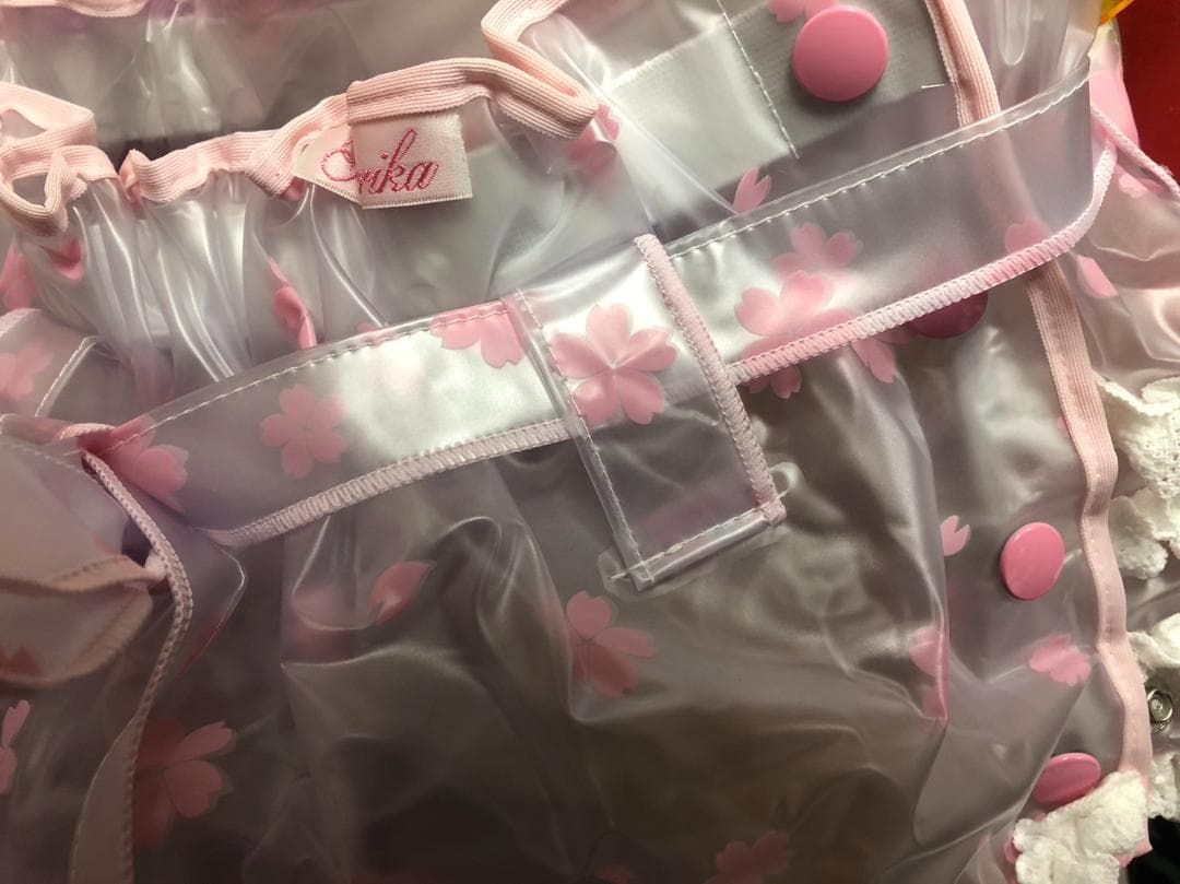 大人おむつカバー 塩化ビニール 裏は梨地 M ピンク桜 売れてます 透け