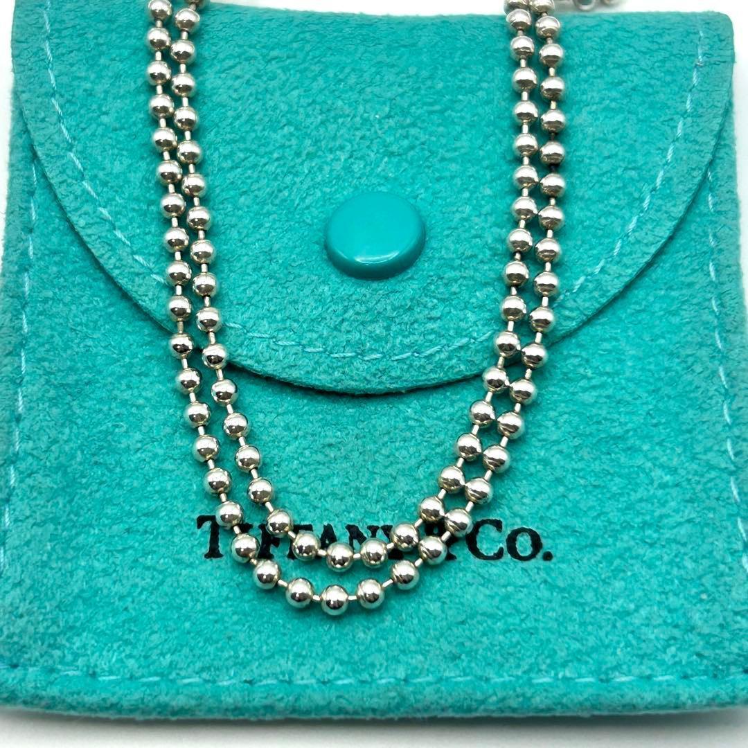 美品 ティファニー ロング ボールチェーン ネックレス シルバー 約86cm