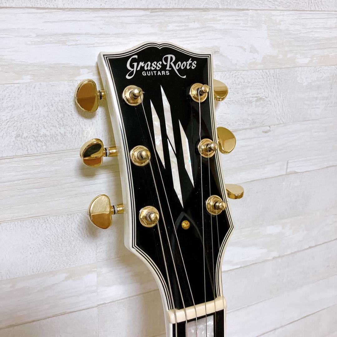 グラスルーツ レスポールカスタム エレキギター ホワイト ソフトケース