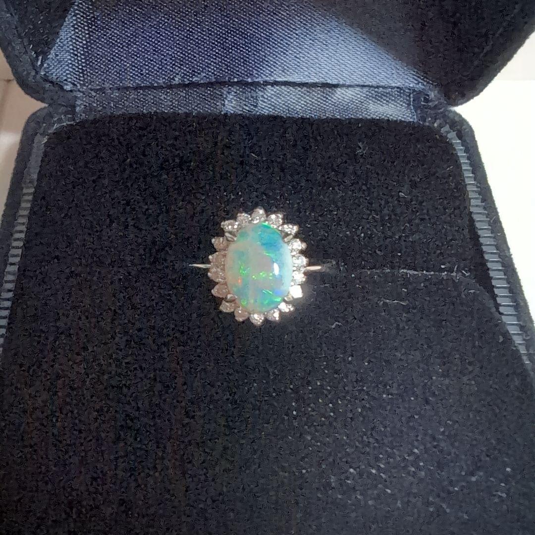 7*3様 Pt900 天然 オパール ダイヤモンド プラチナ　リング 6号