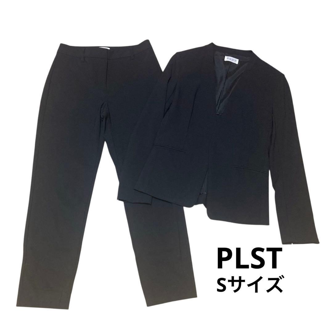 美品✨PLST プラステ パンツスーツ セットアップ ノーカラー ブラック S