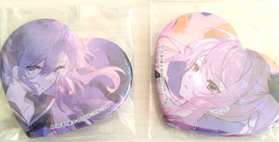 プロセカ キラキラビッグハート型缶バッジ 朝比奈まふゆ 暁山瑞希