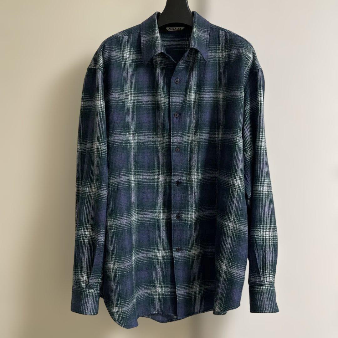 トップス AIRY WOOL CHECK SHIRT 3