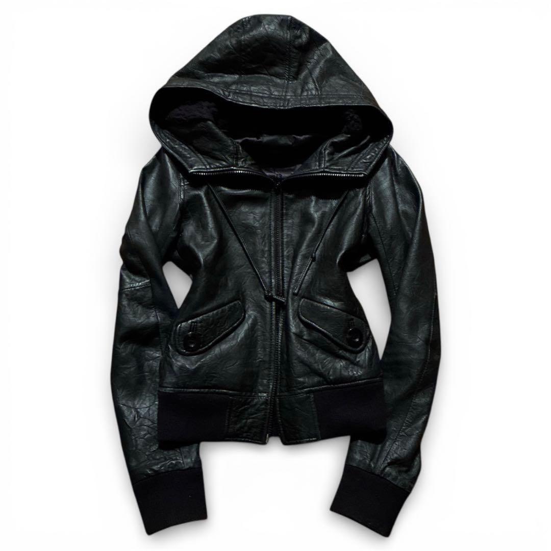 archive leather hoodie jacket 00s v系 lgb - メルカリ