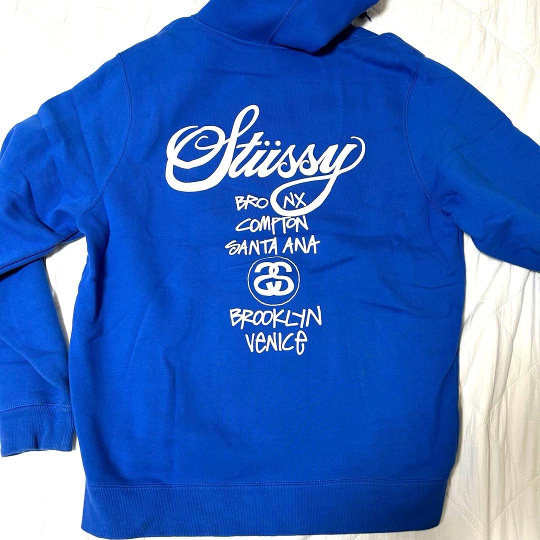 stussy パーカー ブルー ステューシー Mサイズ 公式 ロンドンパリス
