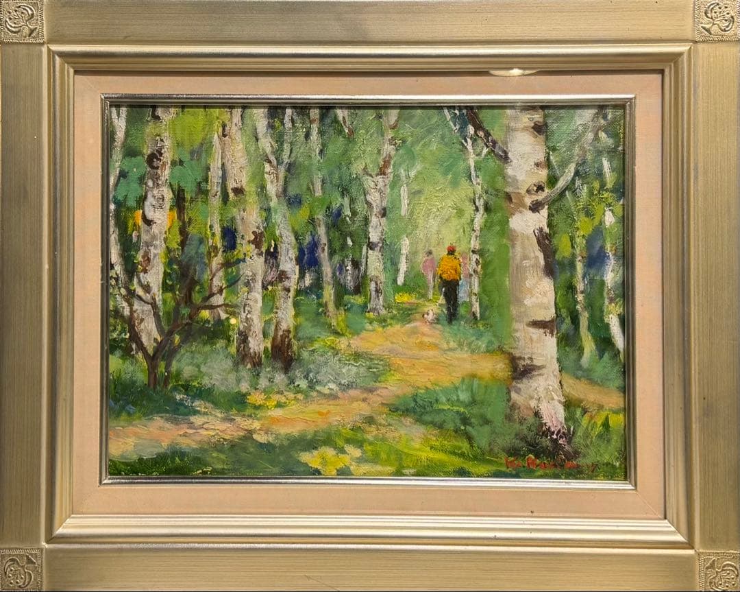 油彩画 風景画 金色フレーム付き - メルカリ