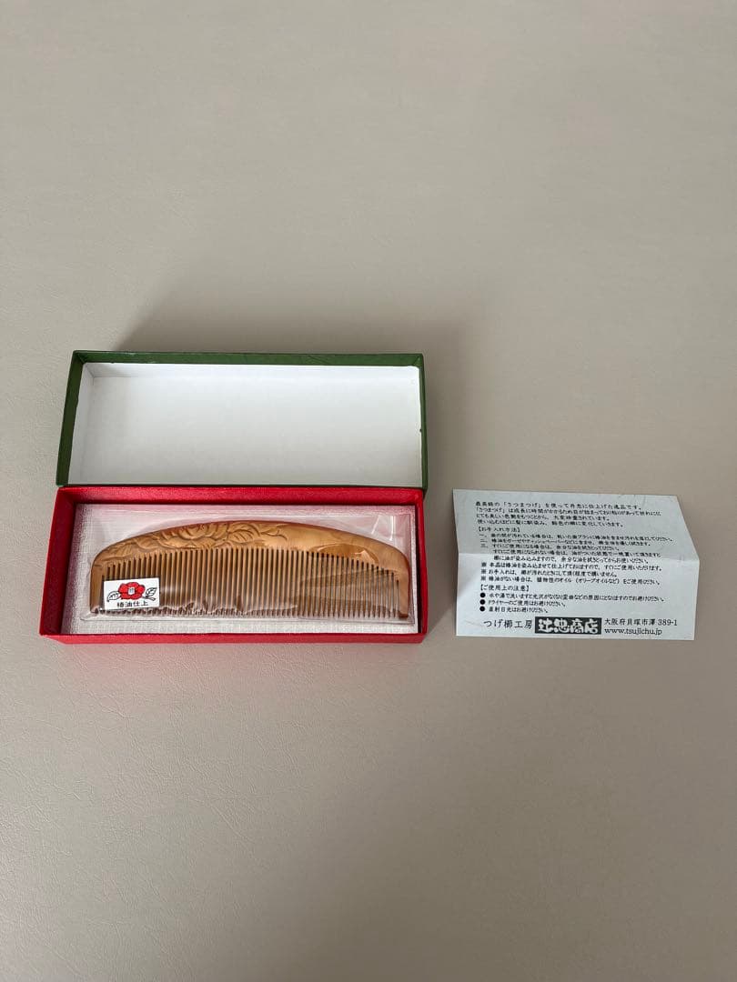 新品【辻忠商店】　つげ櫛(薔薇)