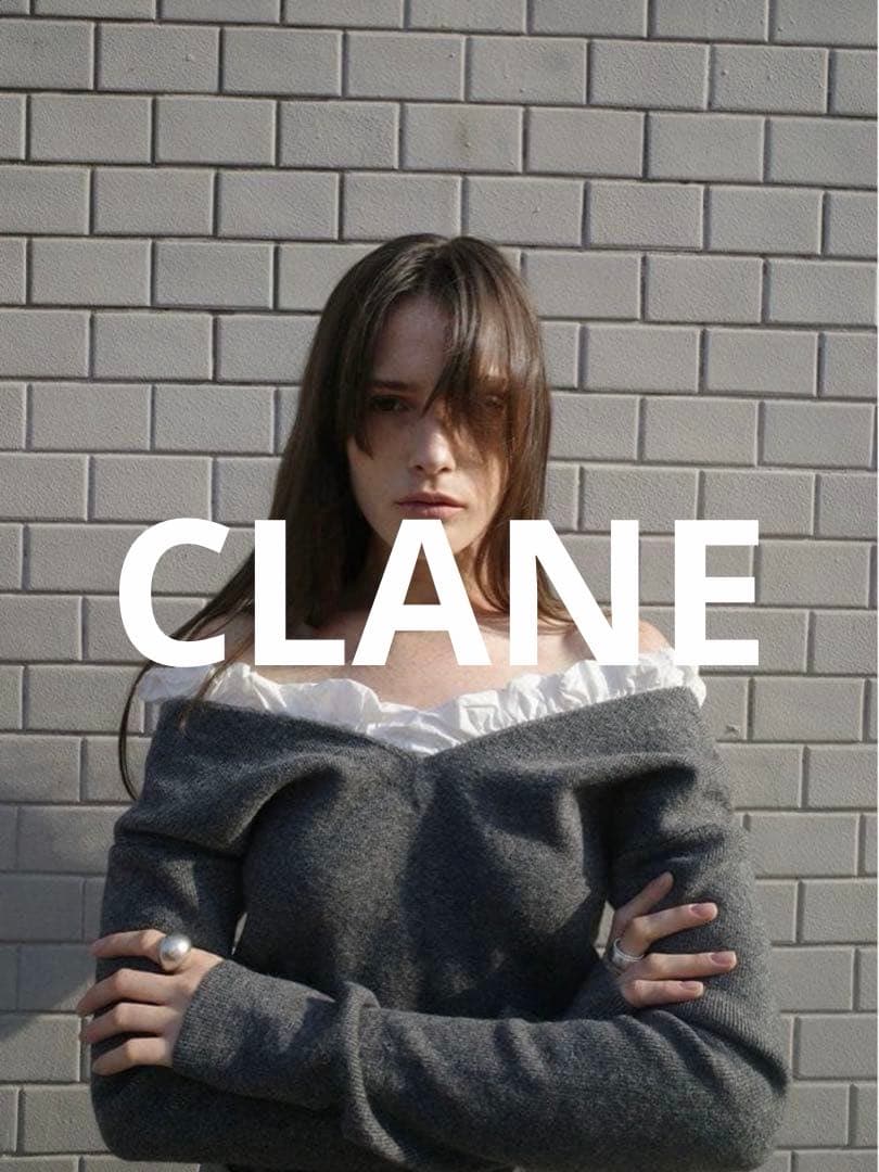 CLANE 2WAY FRILL V NECK KNIT TOPS グレー　1
