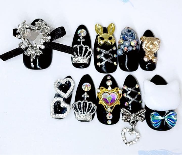 サイズオーダーネイルチップ No.10 地雷系 量産系 綺麗系 ゆめかわ系