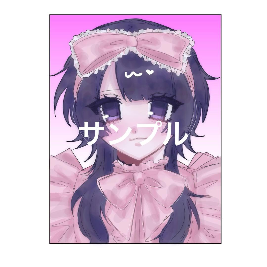 停止中♡証明写真風＋全身SD 夢絵 イラストオーダー ポストカード 色紙