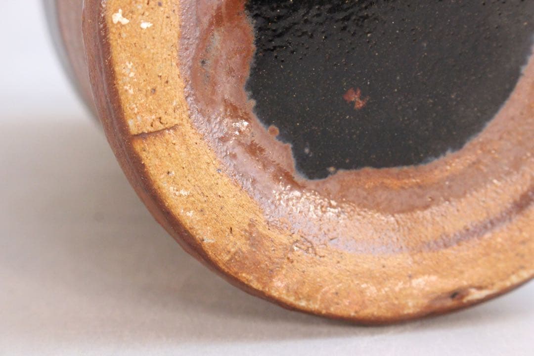 4438 益子窯 木村一郎 造 三彩壷 高さ19.7cm 陶印有