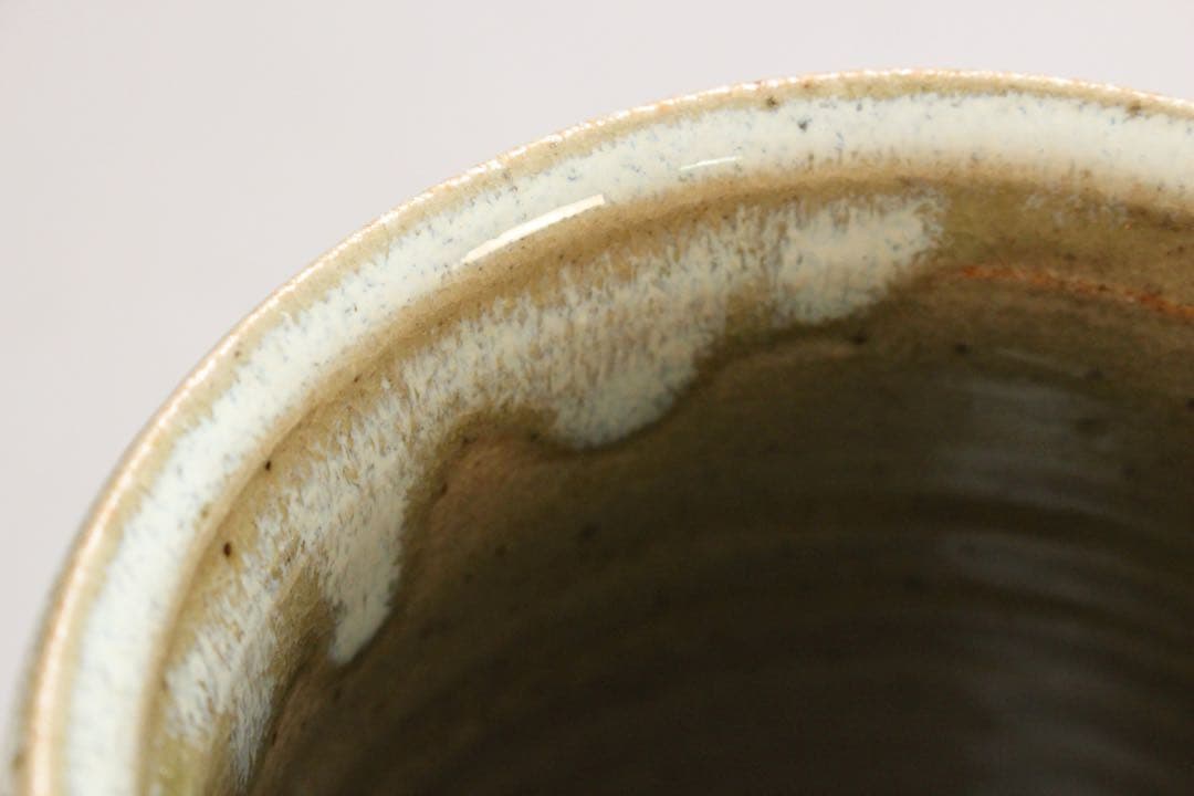 4438 益子窯 木村一郎 造 三彩壷 高さ19.7cm 陶印有