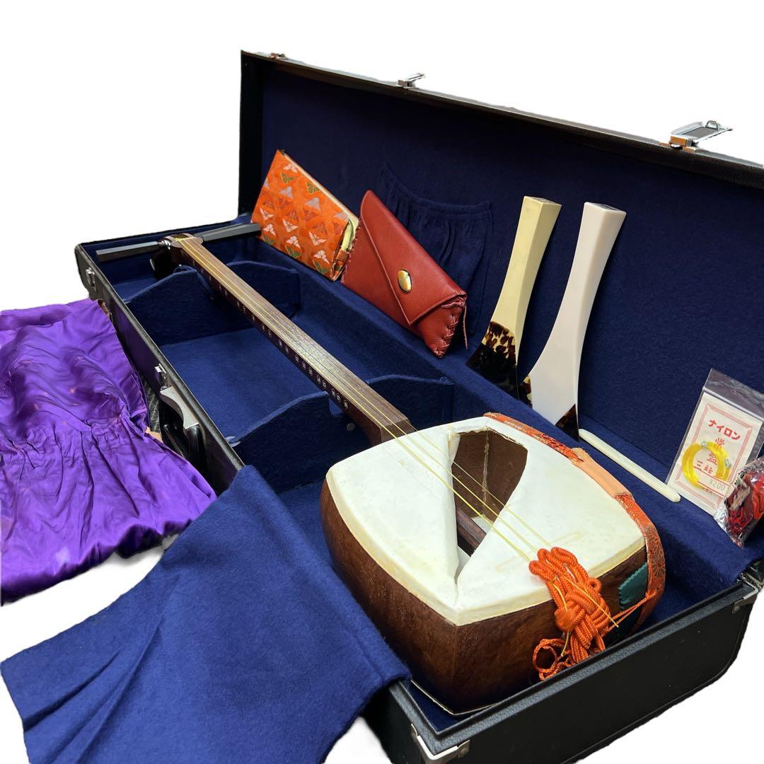 地唄三味線　中棹　 東さわり　高級　べっ甲　鼈甲　撥 バチ　地唄　ジャンク