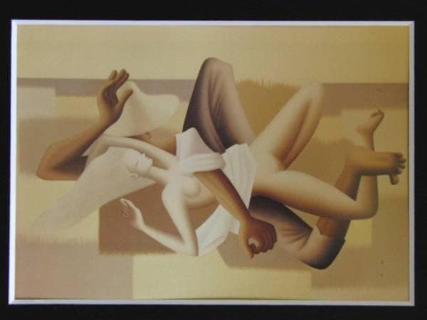 東郷青児、【干拓地】、希少な額装用画集より、状態良好、新品額装付