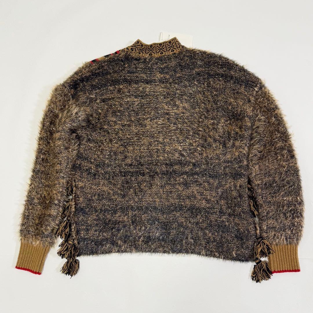 マメクロゴウチ タグ付き エスニック柄フリンジ ニット セーター