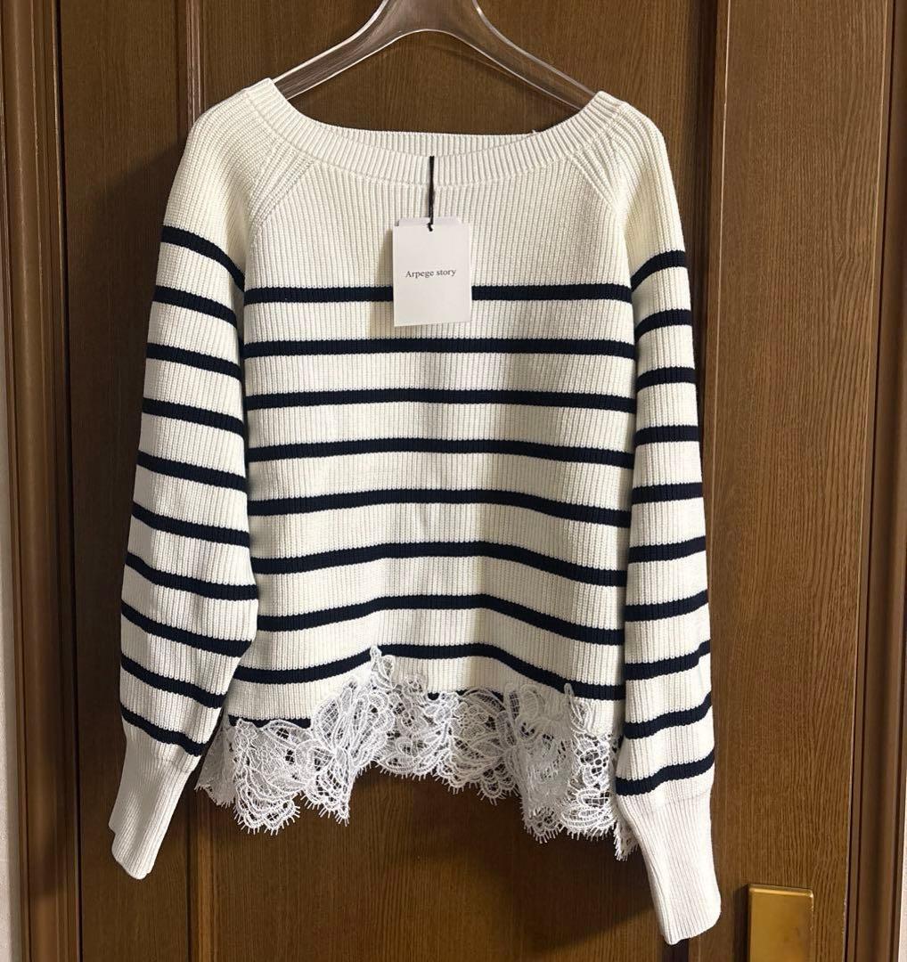 Arpege story アルページュストーリー 裾刺繍レースニット 新品 新作
