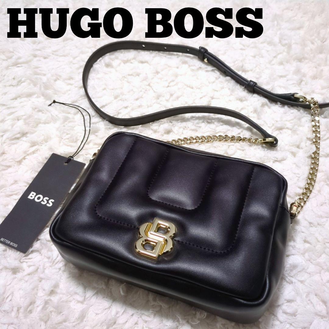 美品◆HUGO BOSS◆2WAY キルティング チェーン ショルダーバッグ 黒
