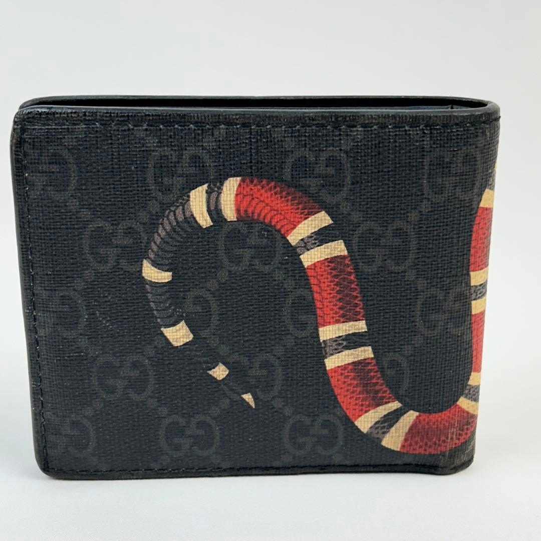 GUCCI グッチ 二つ折り 財布 スネーク 蛇 レザー ブラック - メルカリ