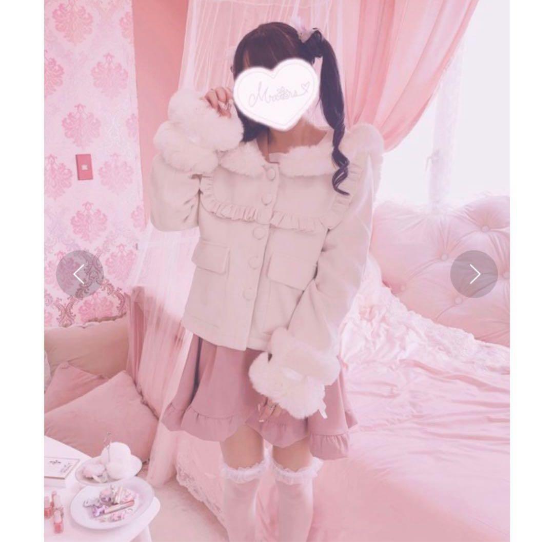 MARS さきまるちゃんコラボ レースアップセーラー襟ショートコート ホワイト