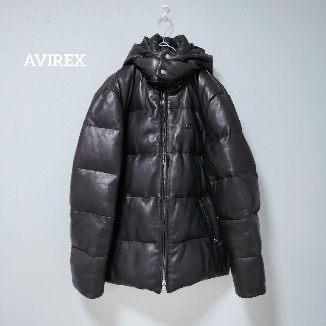【値下げ交渉歓迎】 アヴィレックス AVIREX レザーダウンジャケット 2XL