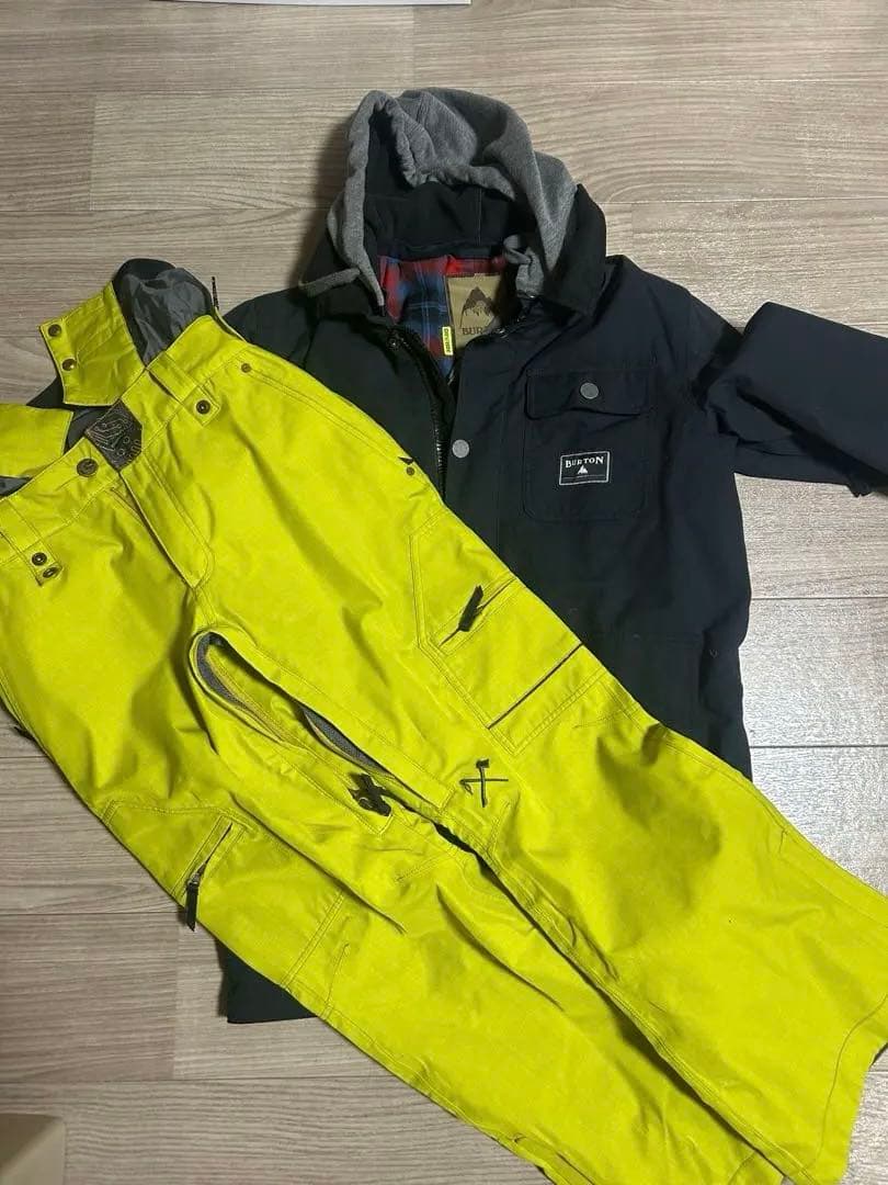 BURTON スノーボードウェア Mサイズ 黒 黄 フード付き