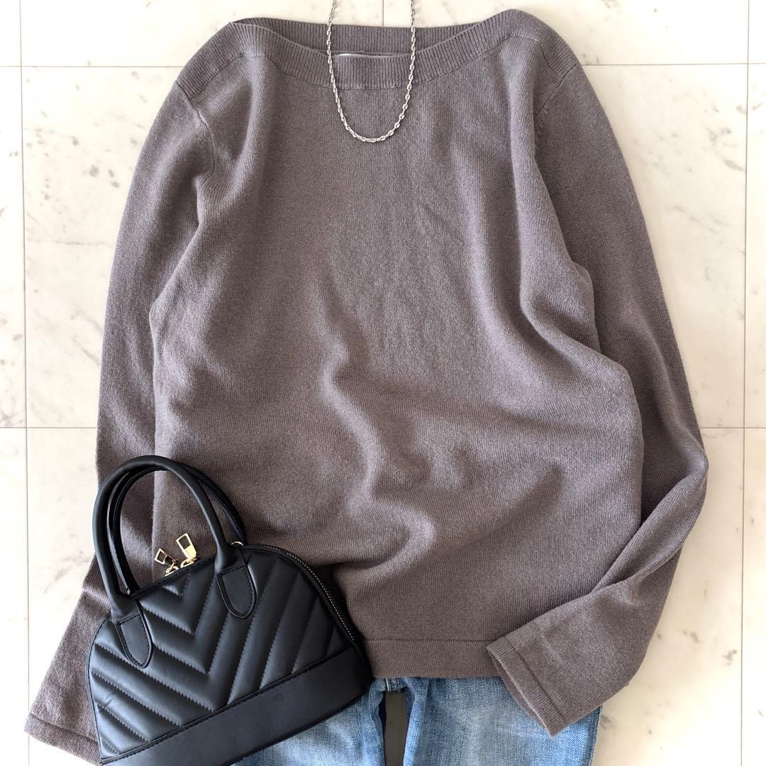 美品 ダーマコレクション カシミヤ100％ ボートネックニット M グレージュ