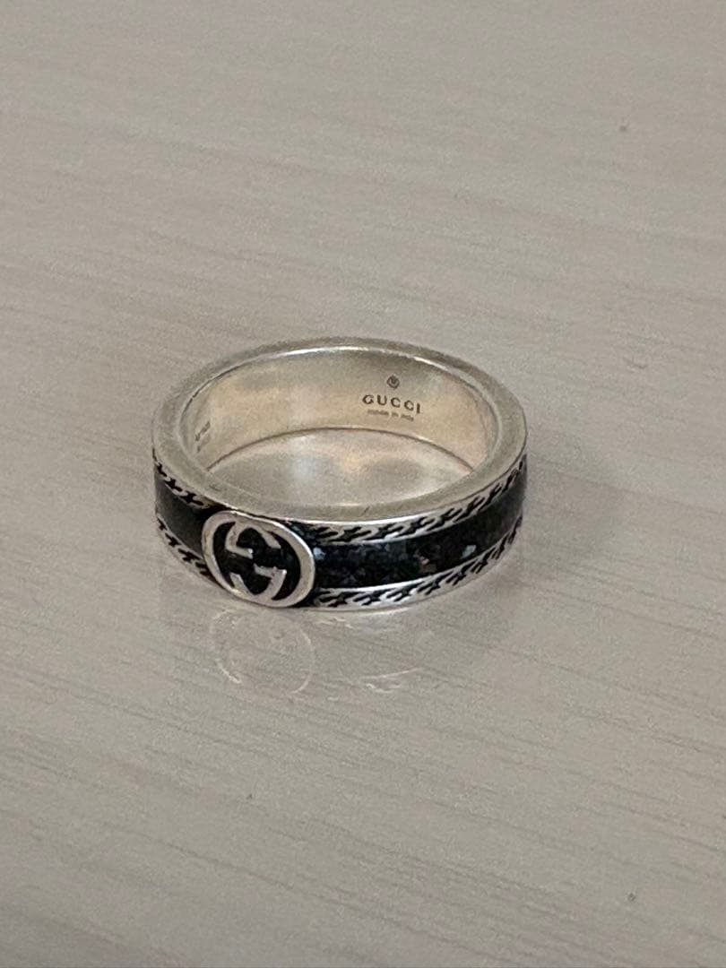 試着のみ！GUCCI シルバー リング 19号 インターロッキングG リング