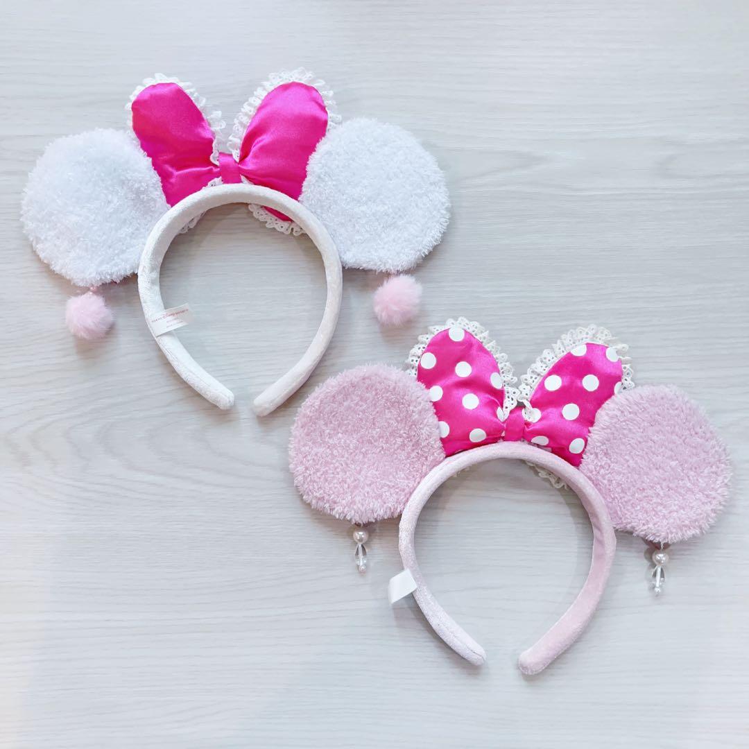 ディズニー ミニー イヤリング カチューシャ ピンク ホワイト 2個