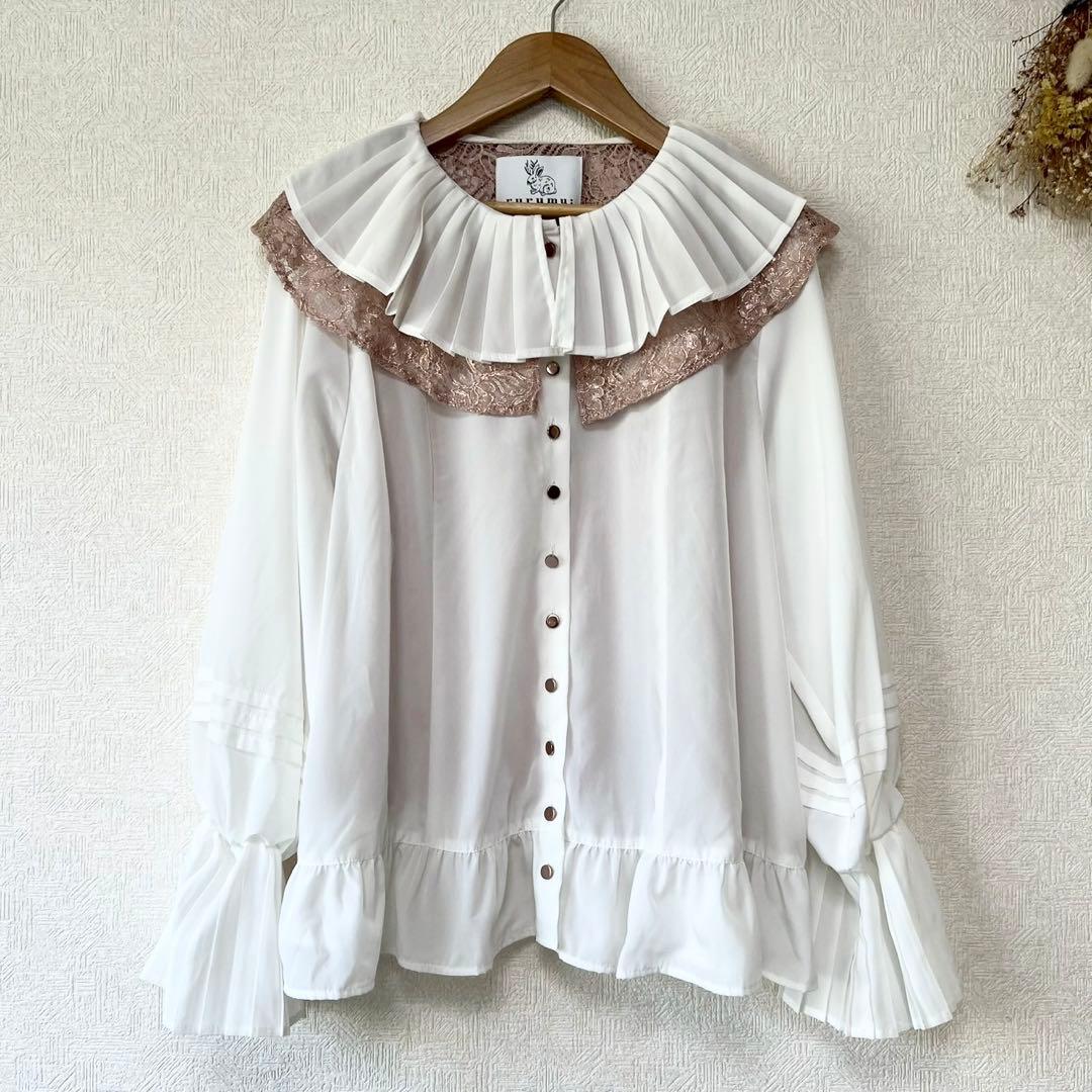 rurumu: プリーツ襟 ブラウス pleats collar BL 箔押