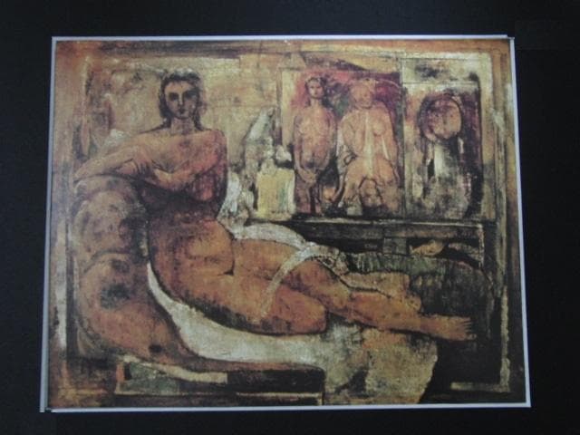 寺田竹雄、【アトリエの裸婦】、希少な額装用画集画、新品高級額 額装付