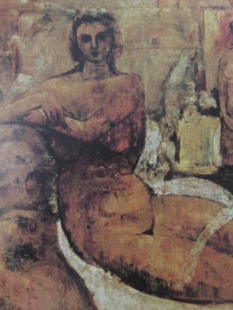 寺田竹雄、【アトリエの裸婦】、希少な額装用画集画、新品高級額 額装付