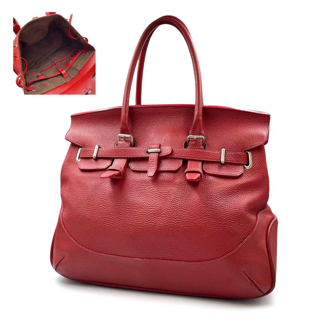 《超美品》ペッレモルビダ メイデンヴォヤージュ バッグ シボ革 レザー レッド