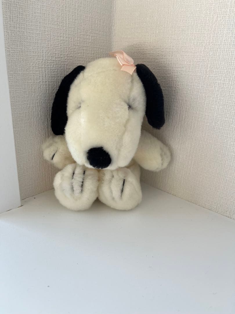 スヌーピー　ベルちゃん　ぬいぐるみ　ピンク　リボン　ピーナッツ　平成レトロ　レア