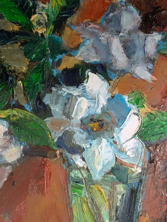 値下げしました！油彩画　岡村紀子作　サインあり　額装