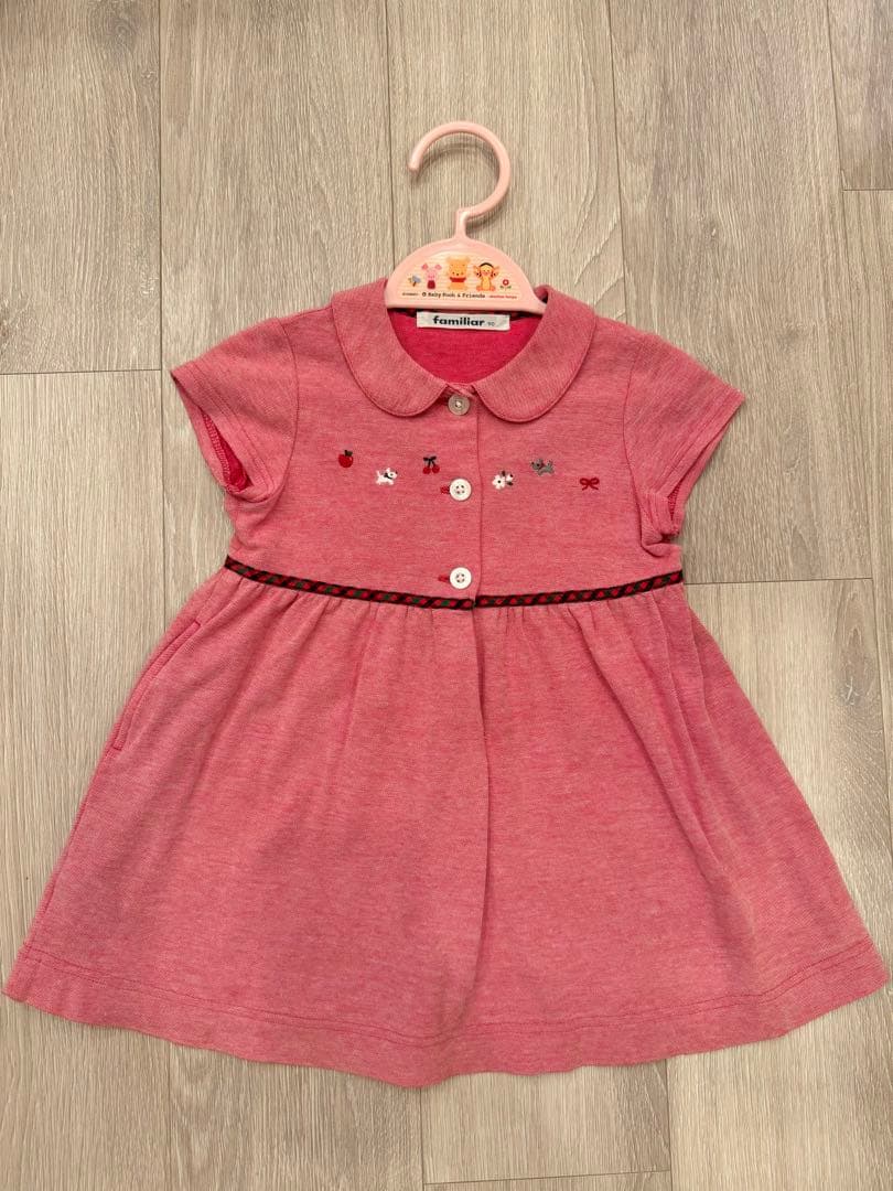 【美品】ファミリア familiar ワンピース　半袖　鹿の子　90 現行品