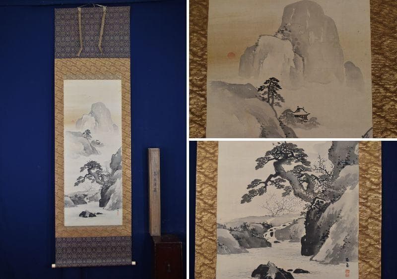 【真作】森春岳/蓬菜山図/掛軸☆宝船☆AB-404 真作】森寛斎/高砂図/掛軸☆宝船☆T-183の通販 by 掛軸✩宝船✩'s