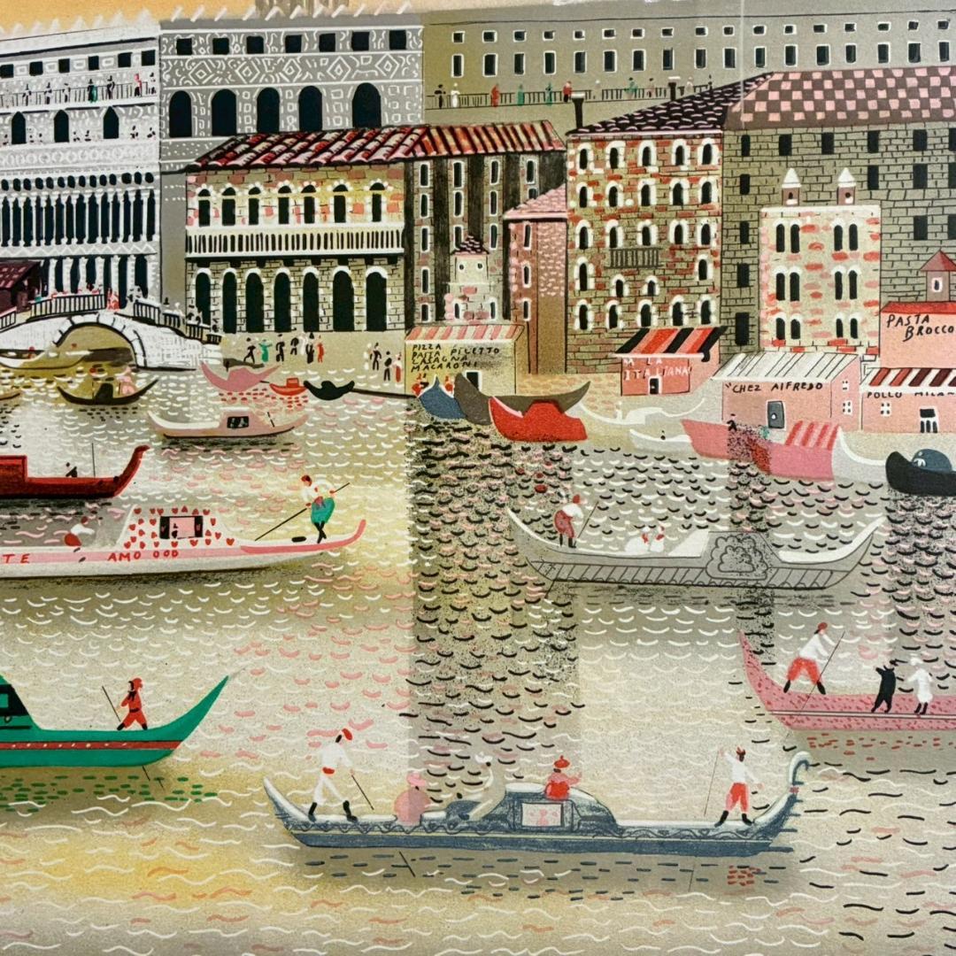 イザベル・バイレン「ベニス」リトグラフ 直筆サイン入り 額縁入り