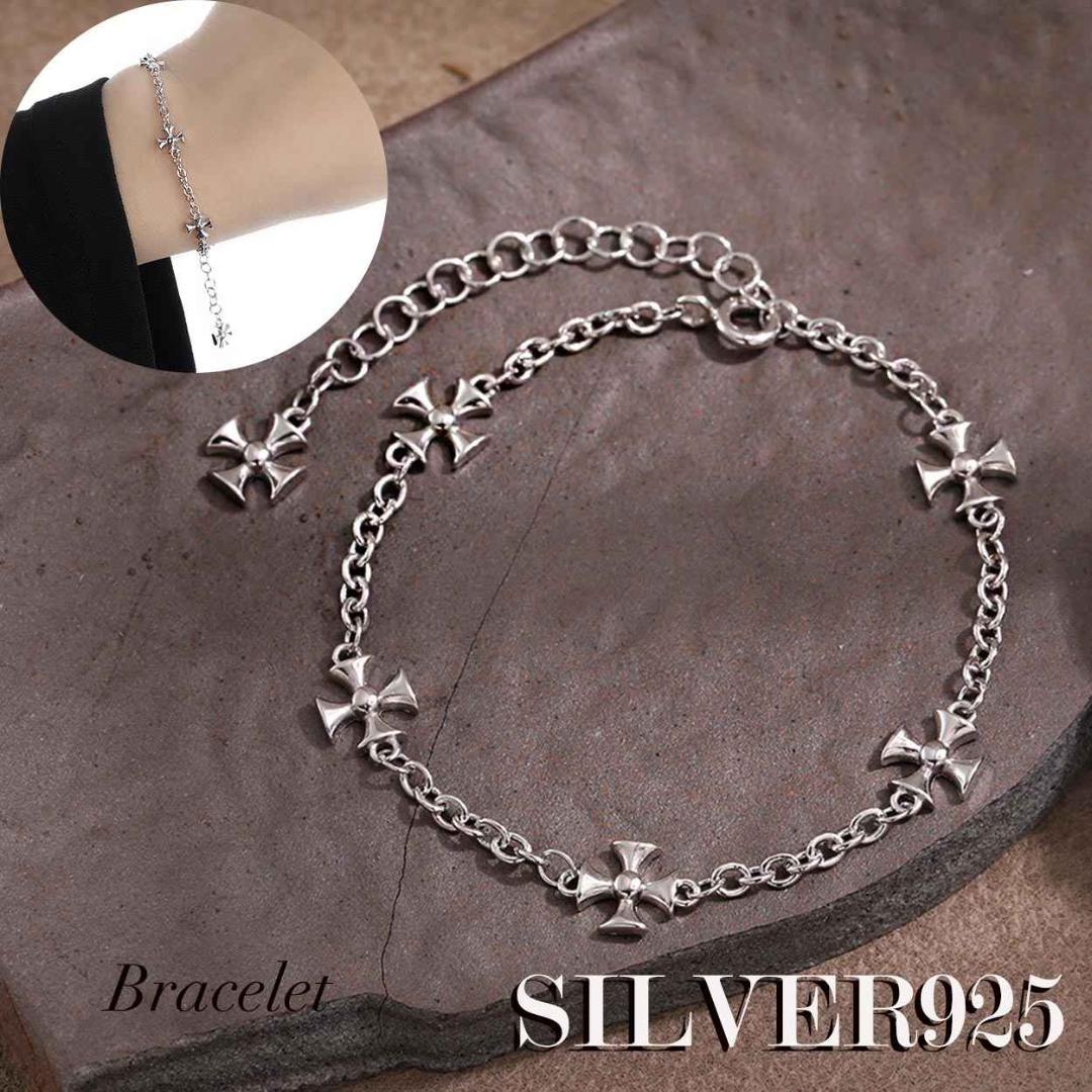 シルバー925 フラワークロスブレスレット SV925 ユニセックス - メルカリ