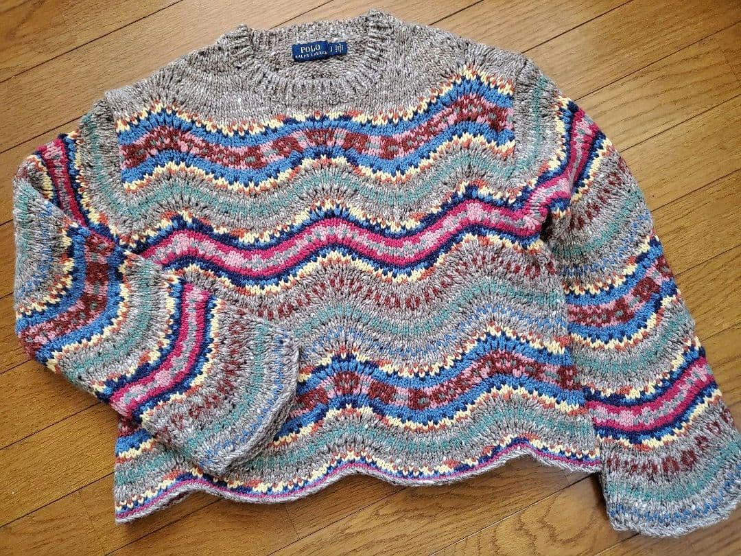 ラルフローレン　雑誌掲載　アルパカ混　マルチカラーデザインセーター　身幅５０