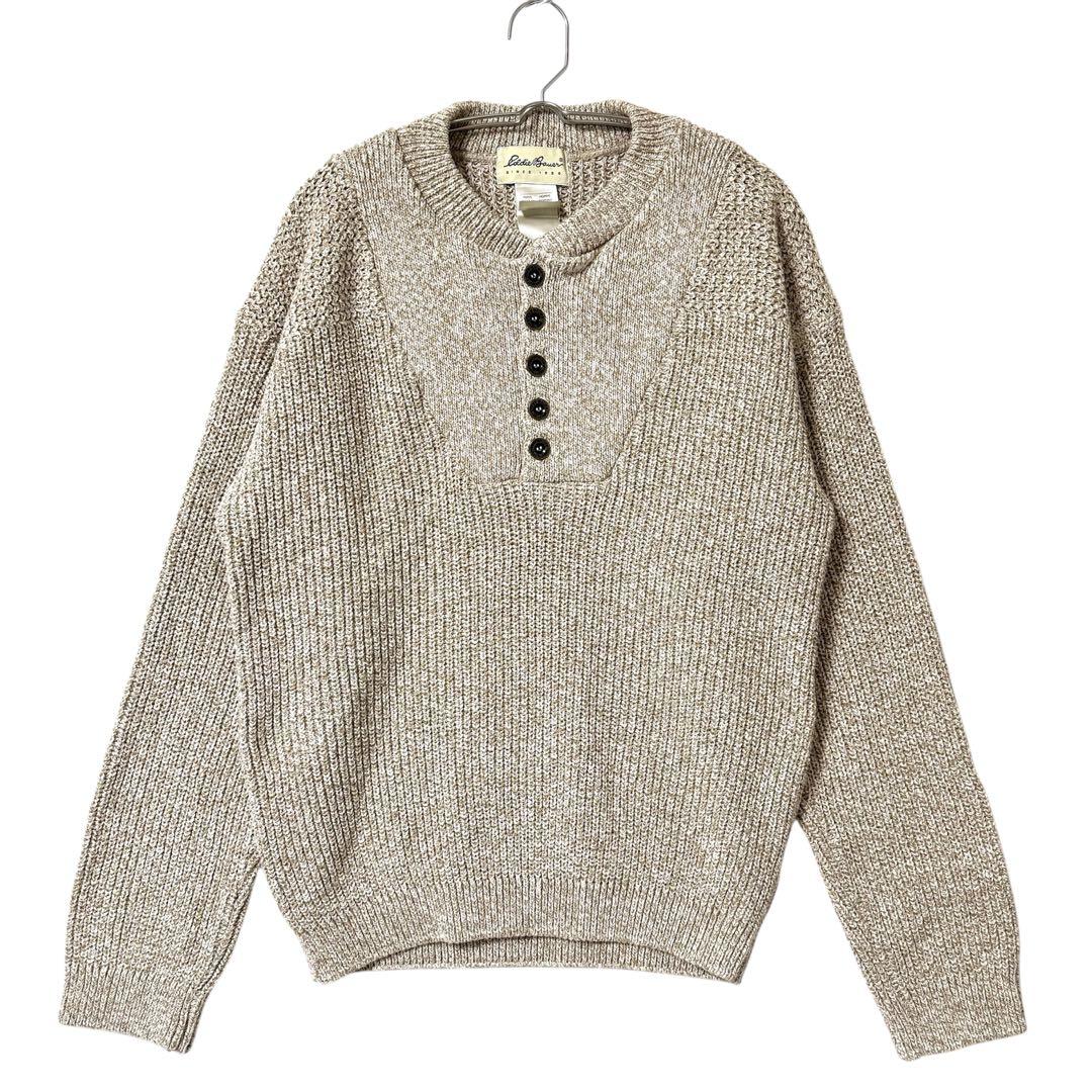 90s USA製 Eddie Bauer ヘンリーネックセーター コットンニット - メルカリ