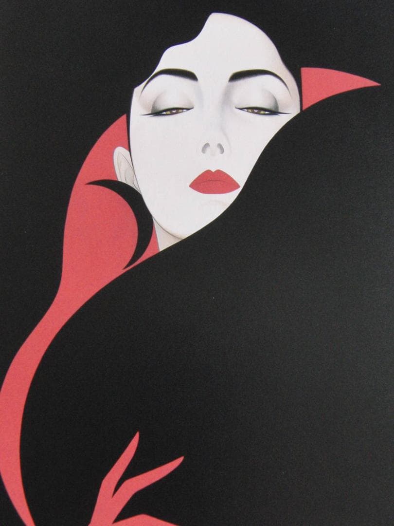 鶴田一郎、【赤と黒の魅惑】、希少な額装用画集より、新品額装付