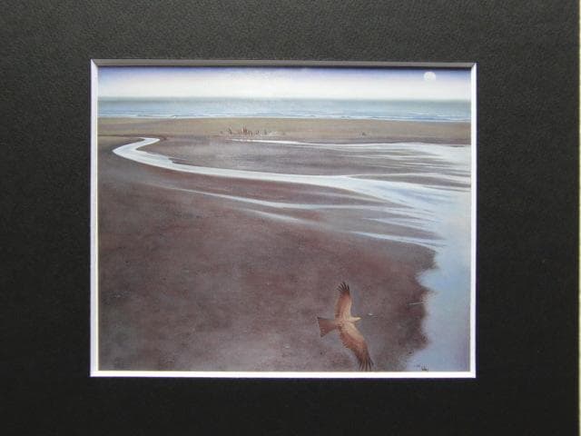 國領經郎、【汐干】、新品高級額 額装付、希少画集画、状態良好