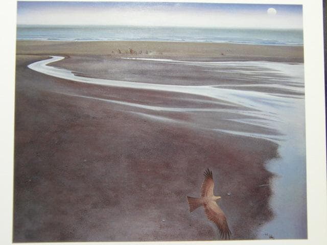 國領經郎、【汐干】、新品高級額 額装付、希少画集画、状態良好