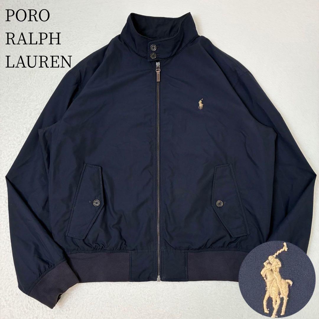 ポロラルフローレン　ナイロンジャケット　ブルゾン　ポニー刺繍　ネイビー　Lサイズ
