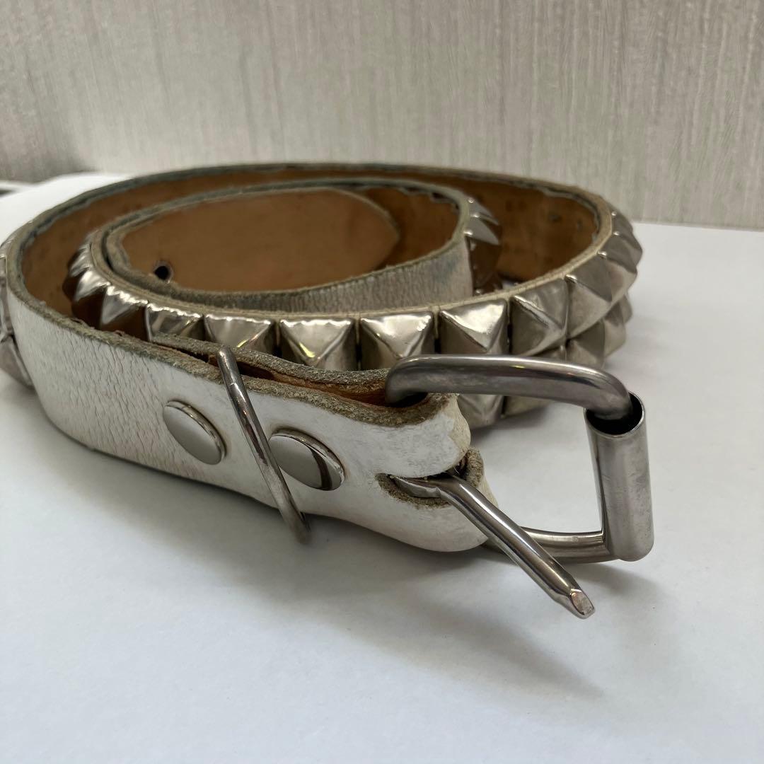 希少 WENDY'S ウェンディーズ 2連 スタッズベルト イングランド製 白