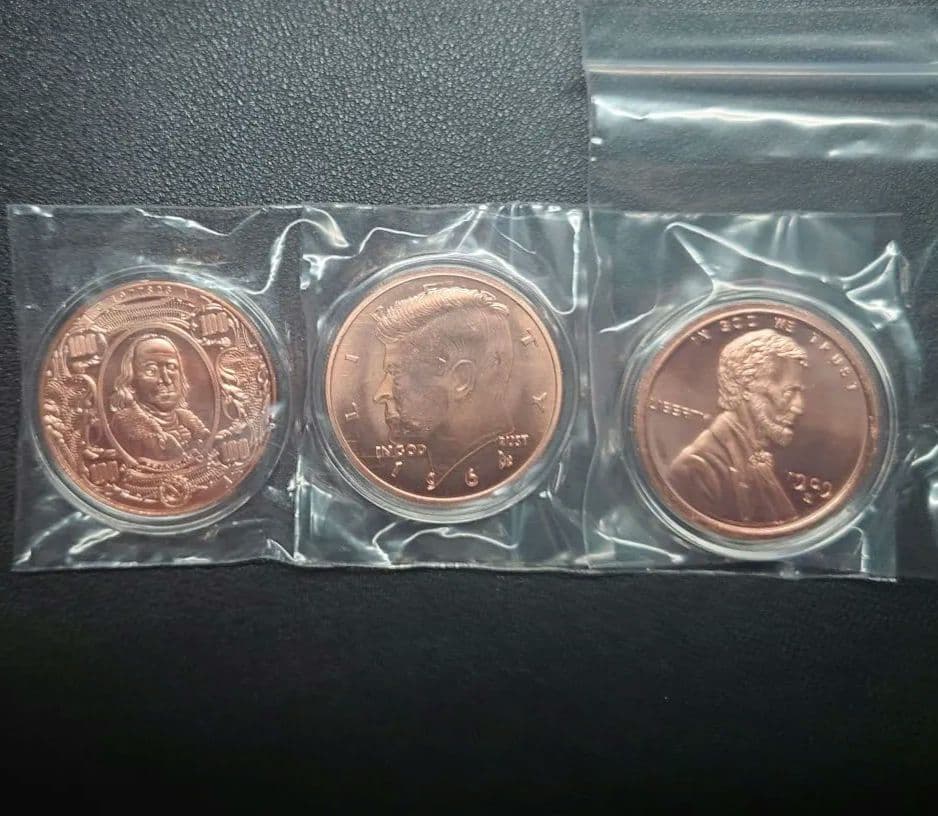 【1オンス×3種】純銅 歴代アメリカ大統領 偉人 ラウンド.999　完全未開封品