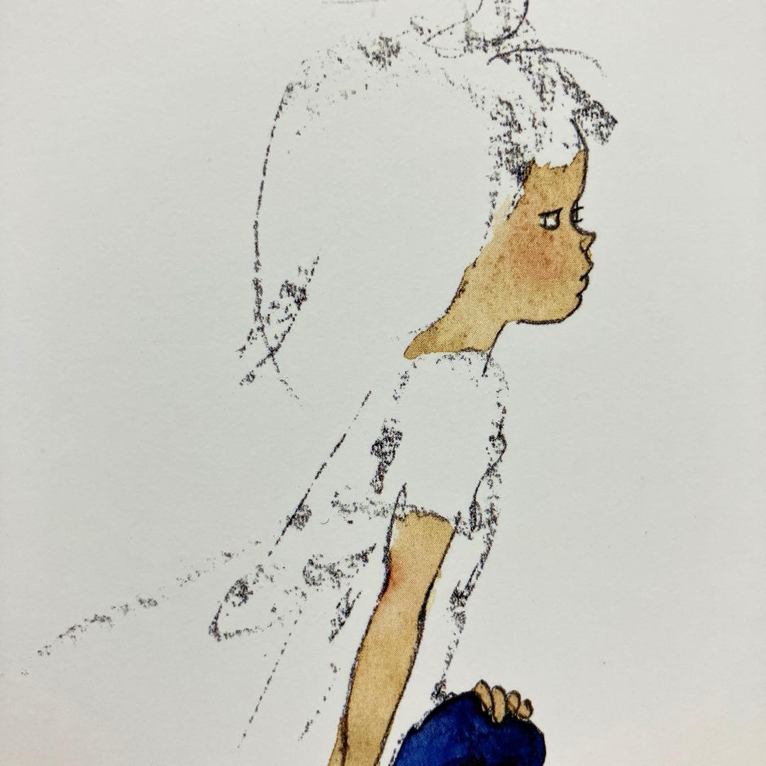 値下げ‼️ いわさきちひろ 青いつば広帽子を持つ少女 ポストカード